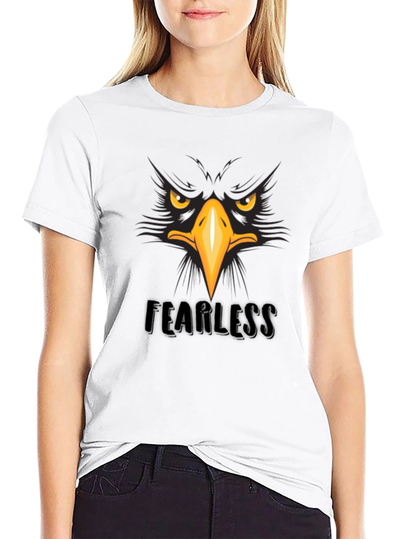 Fearless Eagle Graphic Tee - Black Cotton T-Shirt