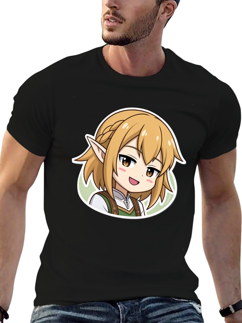 Anime Character Graphic Print Black T-Shirt