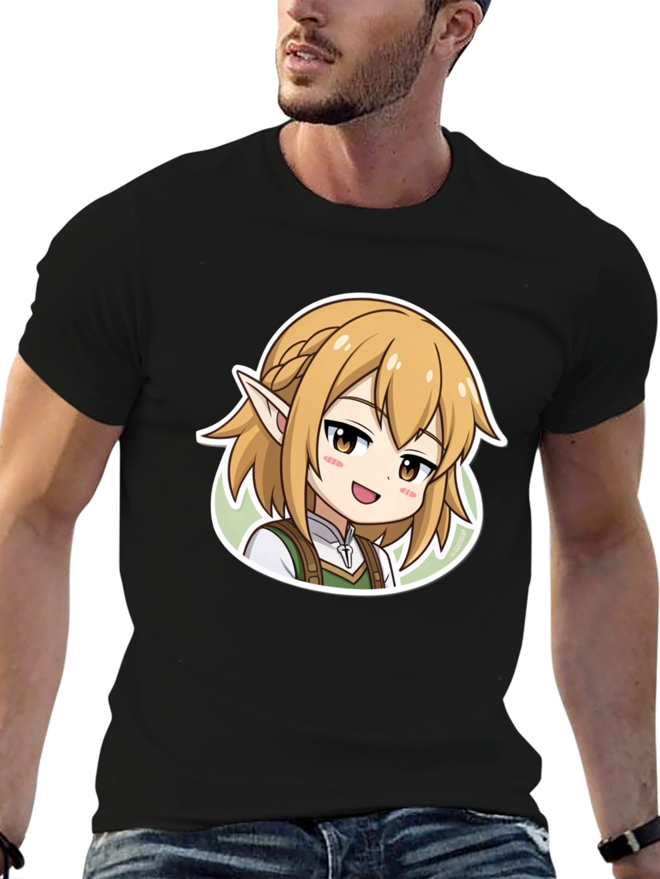 Anime Character Graphic Print Black T-Shirt