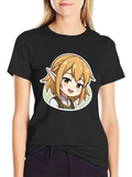 Anime Character Graphic Print Black T-Shirt