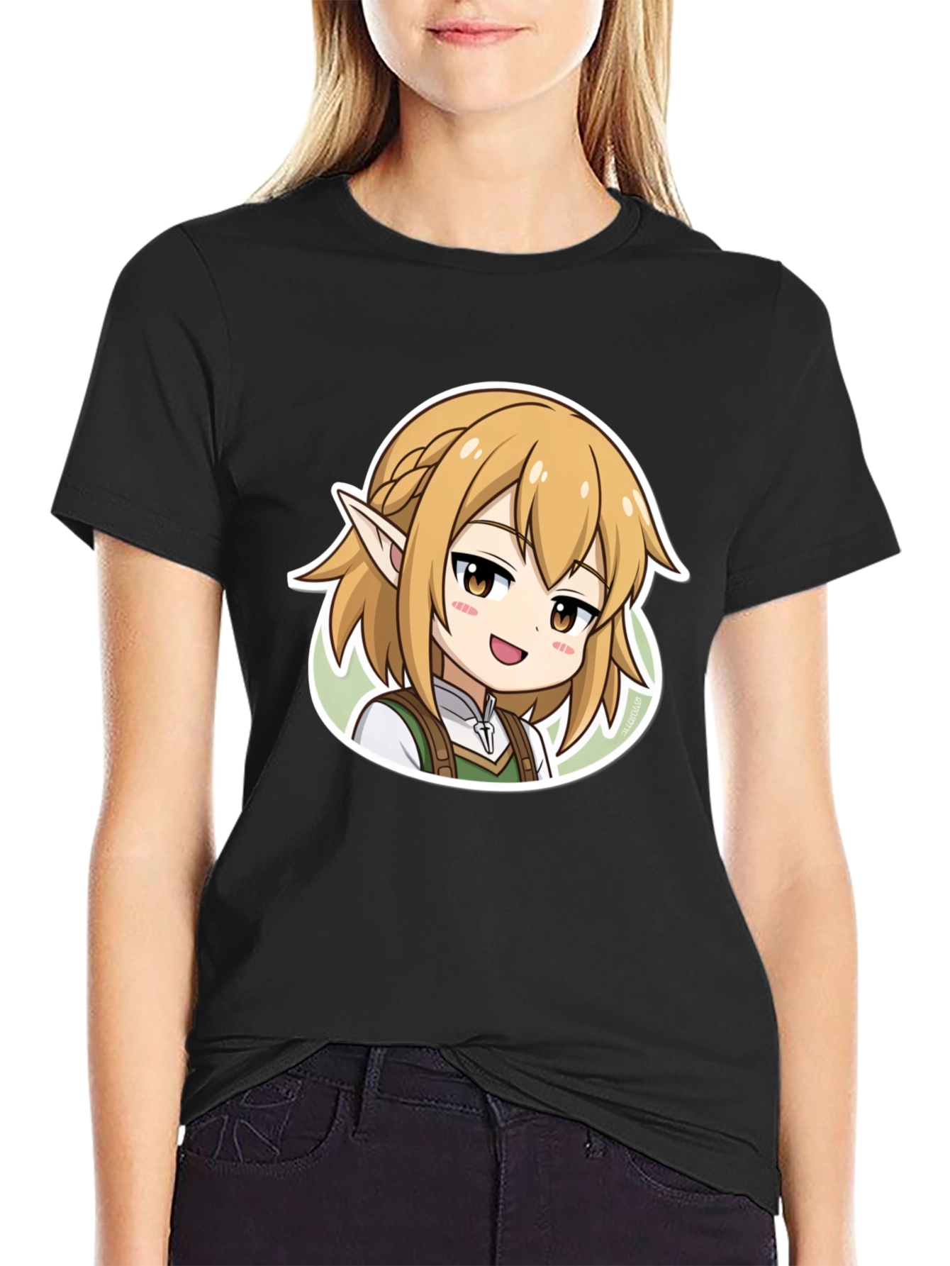 Anime Character Graphic Print Black T-Shirt
