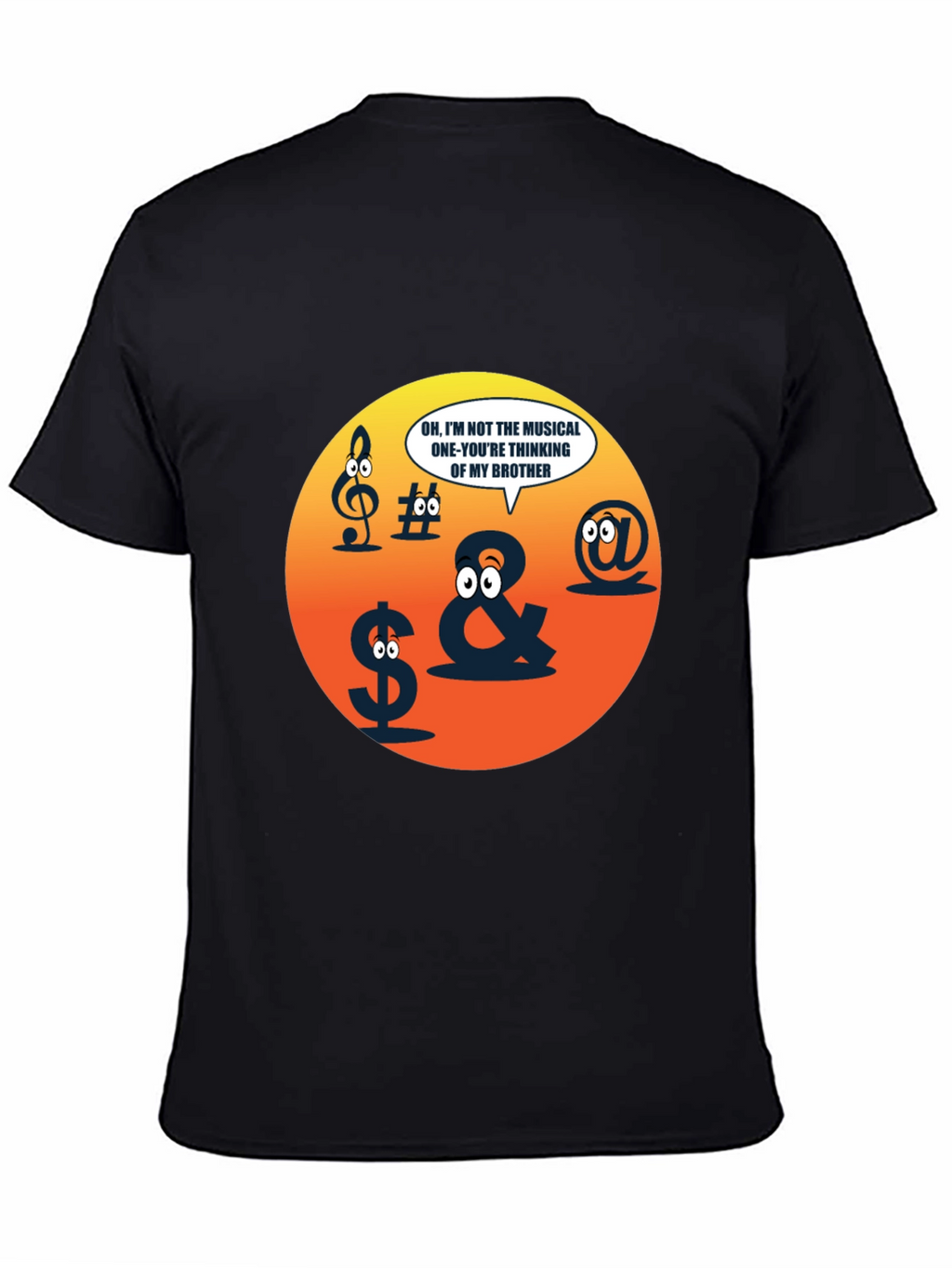 Funny Musical Pun Black T-Shirt - Graphic Symbols