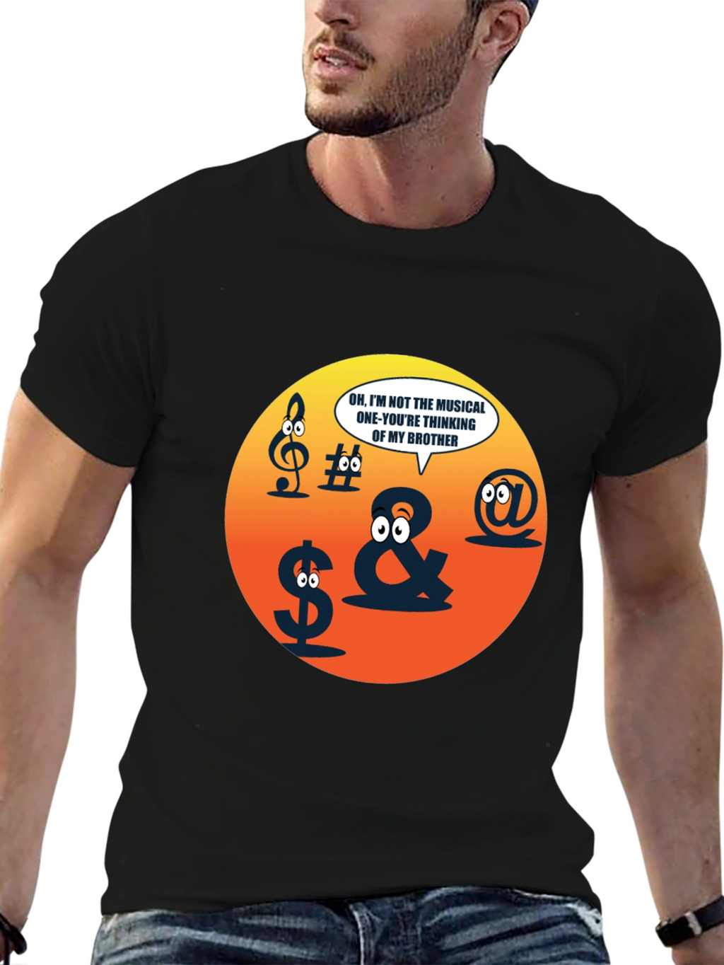 Funny Musical Pun Black T-Shirt - Graphic Symbols