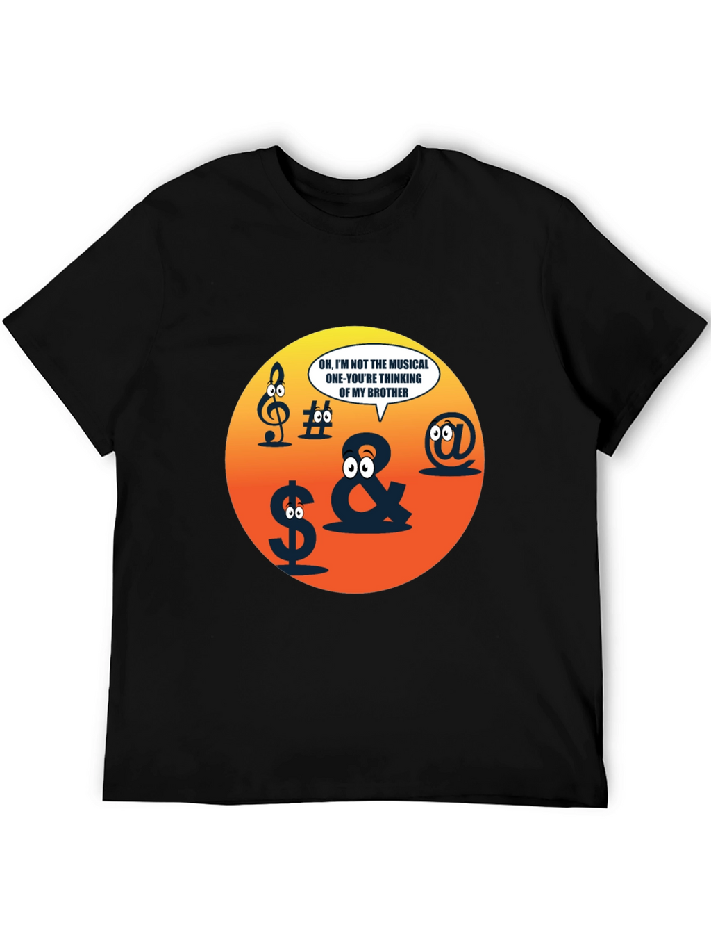 Funny Musical Pun Black T-Shirt - Graphic Symbols