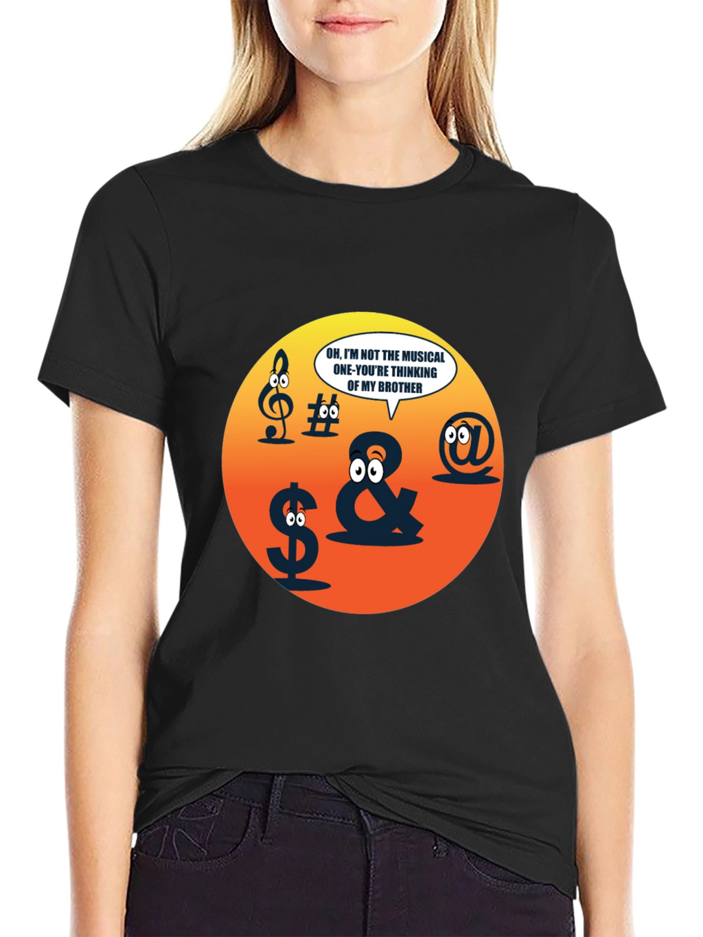 Funny Musical Pun Black T-Shirt - Graphic Symbols