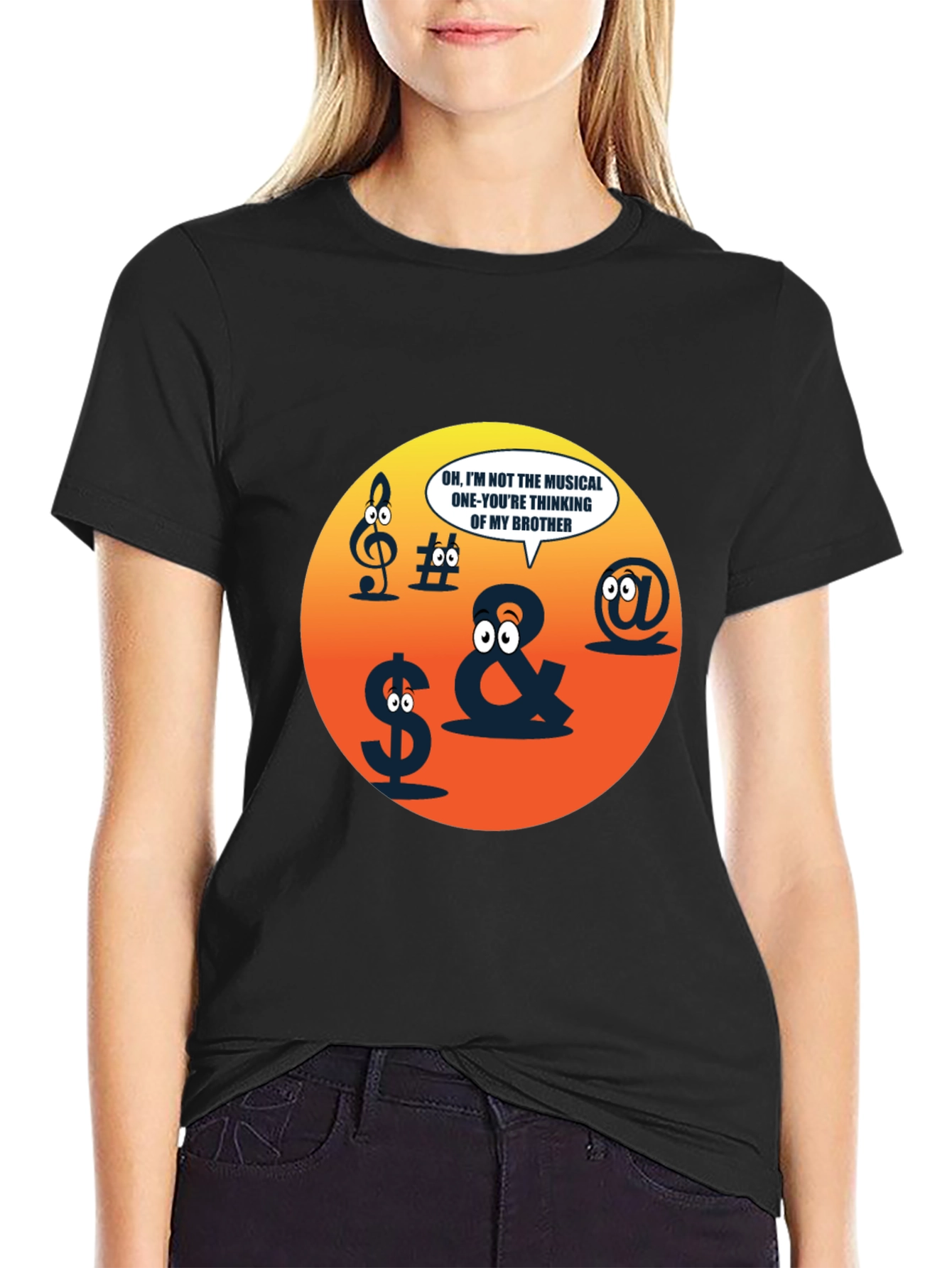 Funny Musical Pun Black T-Shirt - Graphic Symbols