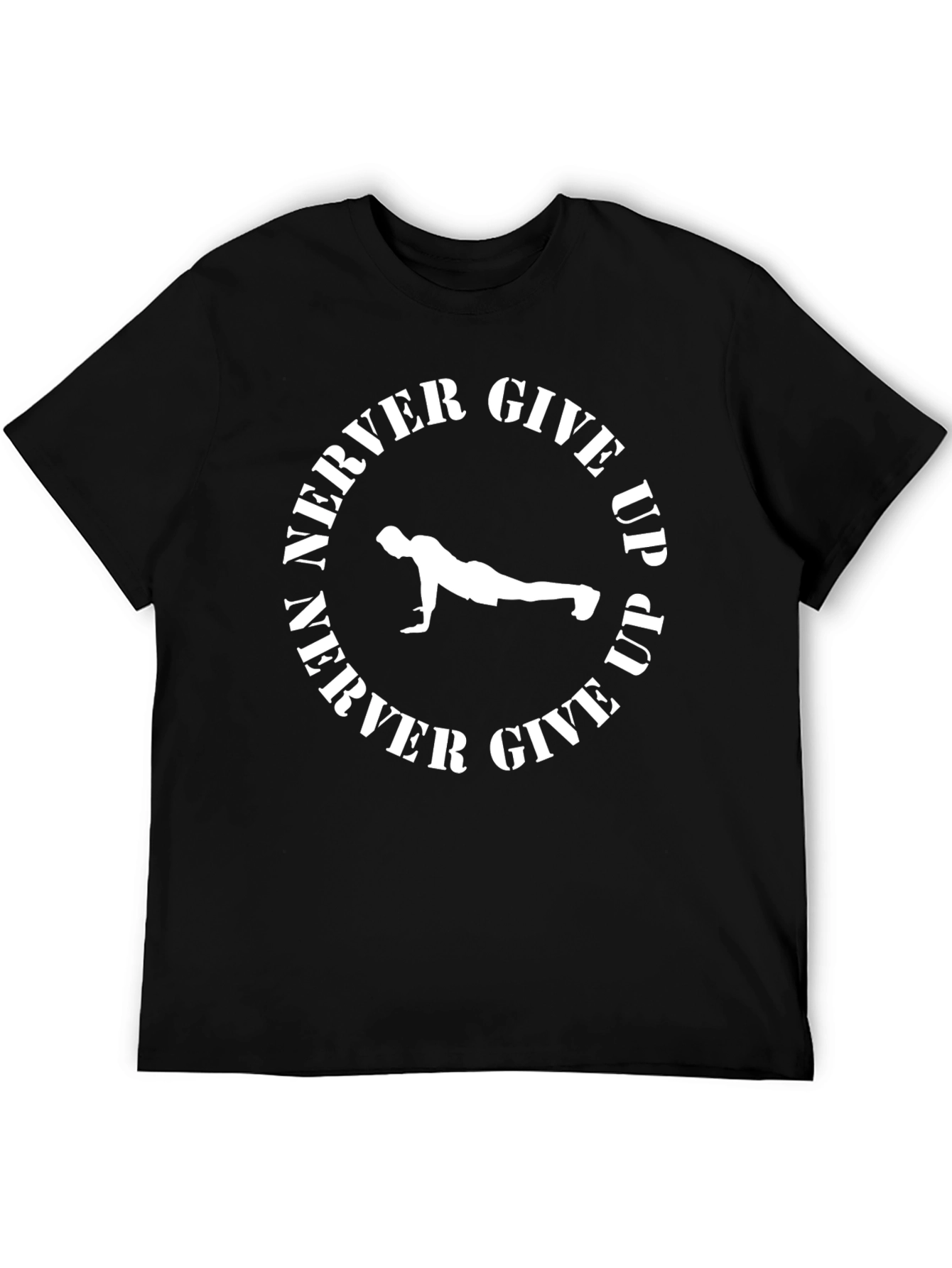 Never Give Up Fitness Graphic Tee