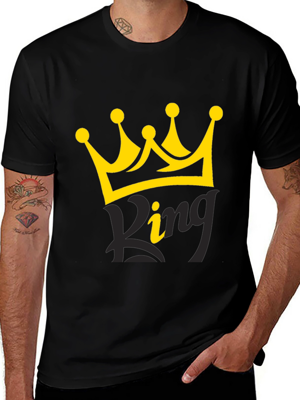 King Crown Graphic Black T-Shirt for Men