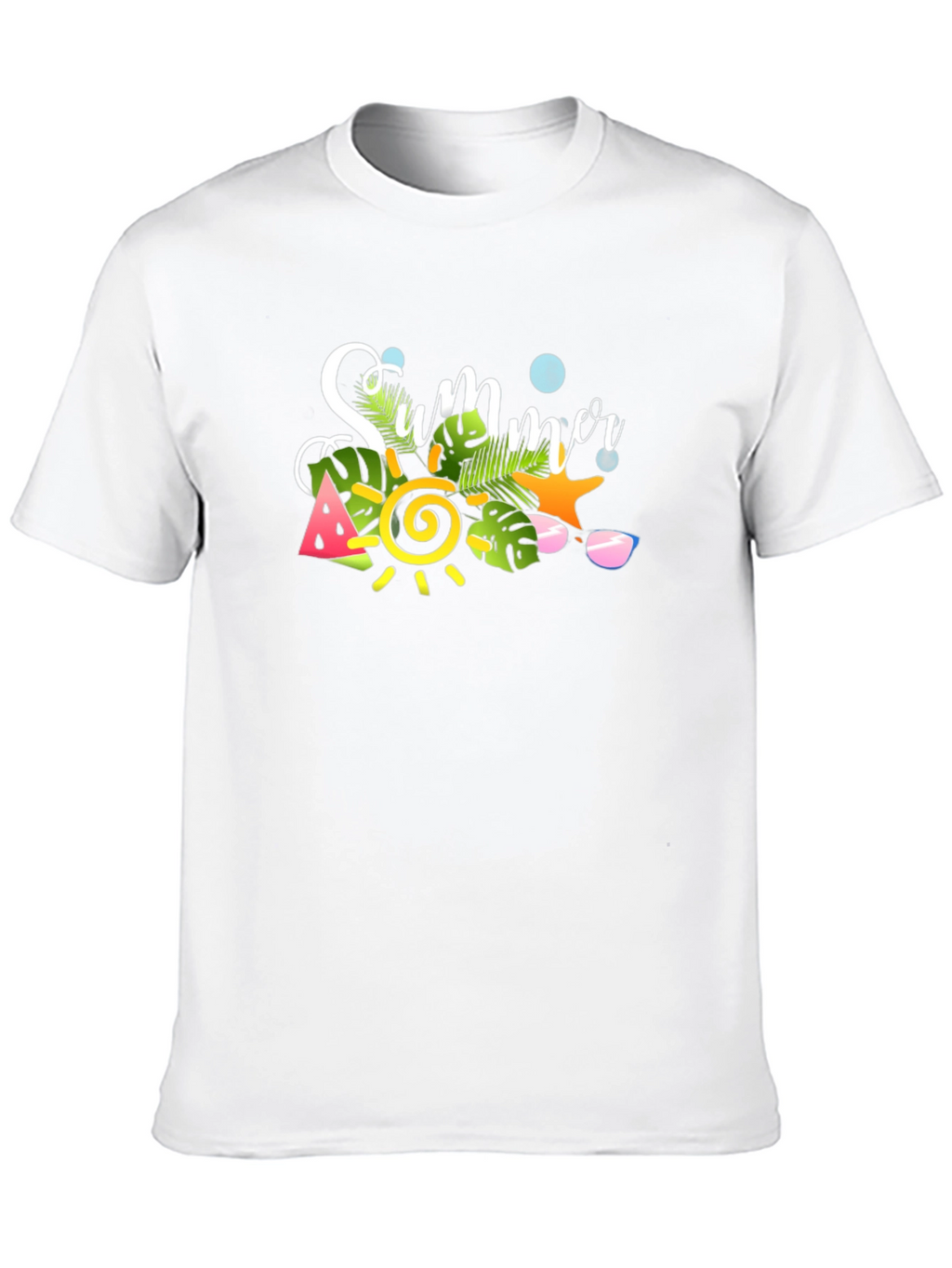 Summer Graphic Black T-Shirt - Tropical Design