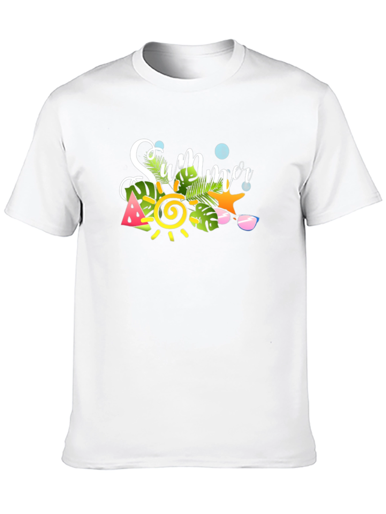 Summer Graphic Black T-Shirt - Tropical Design