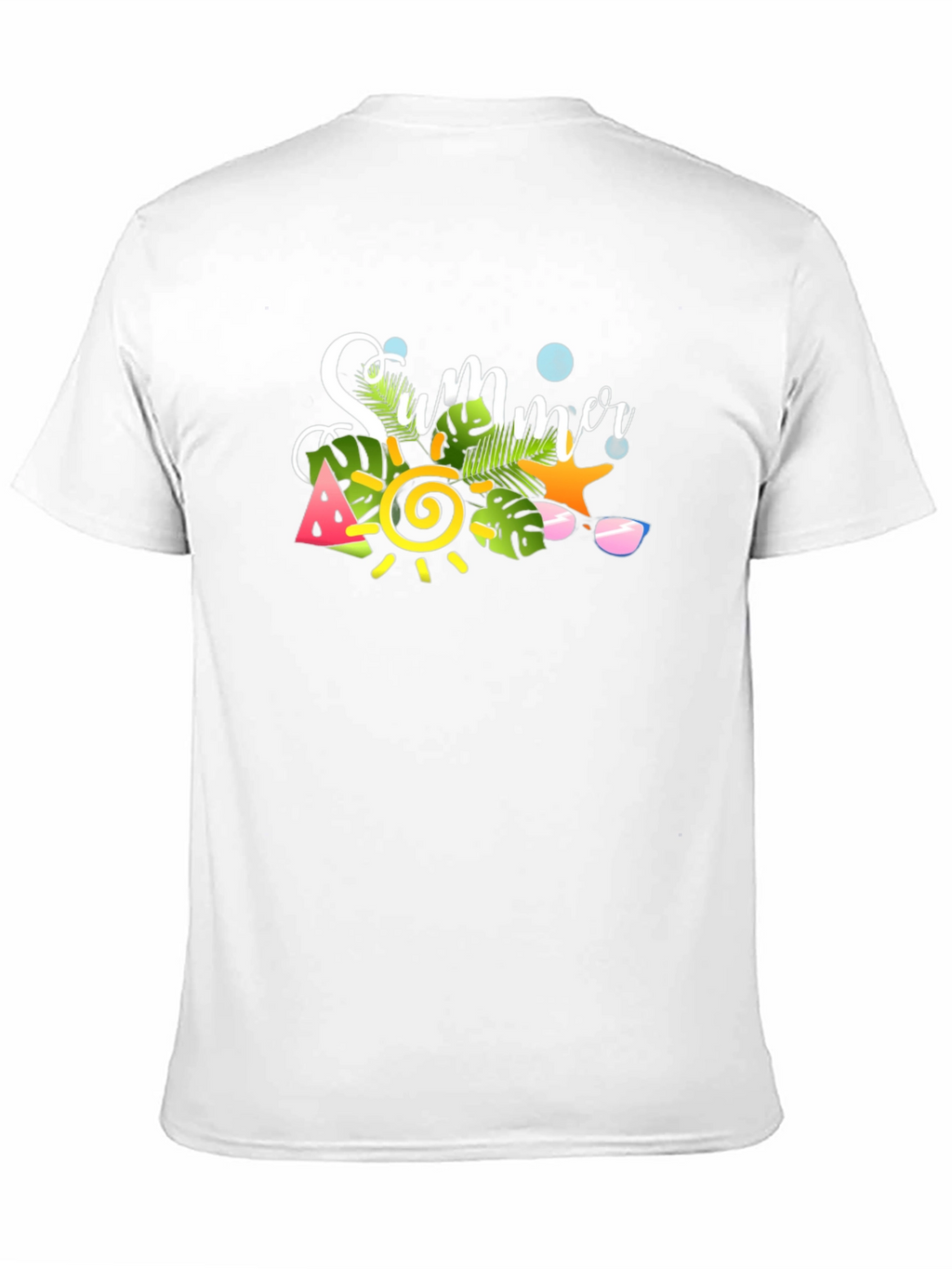 Summer Graphic Black T-Shirt - Tropical Design