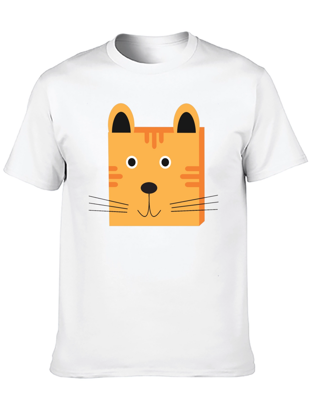 Cute Cartoon Cat Face Black T-Shirt