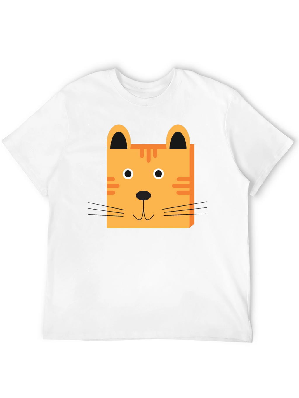 Cute Cartoon Cat Face Black T-Shirt