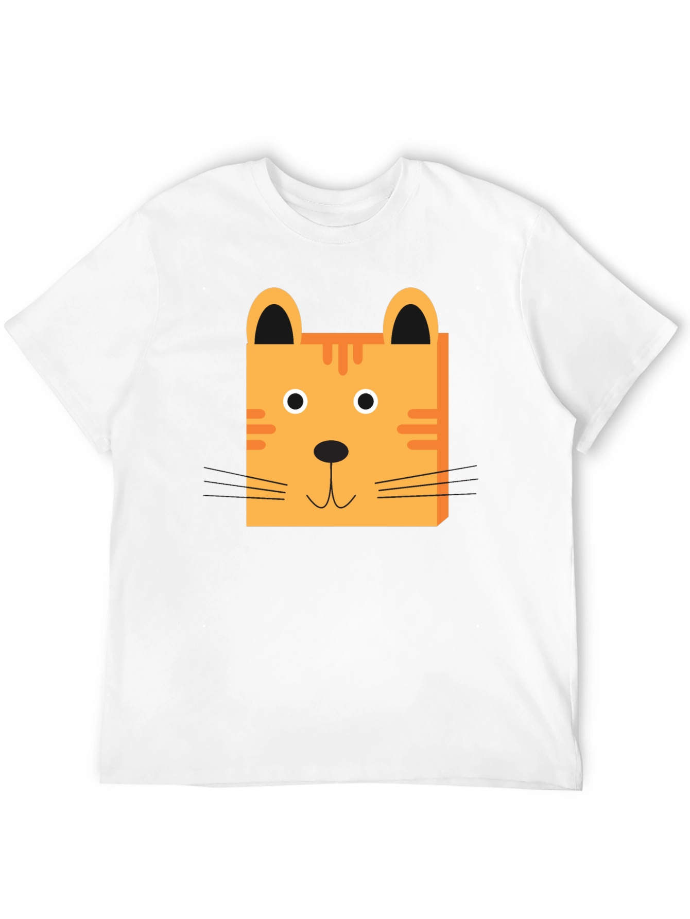 Cute Cartoon Cat Face Black T-Shirt