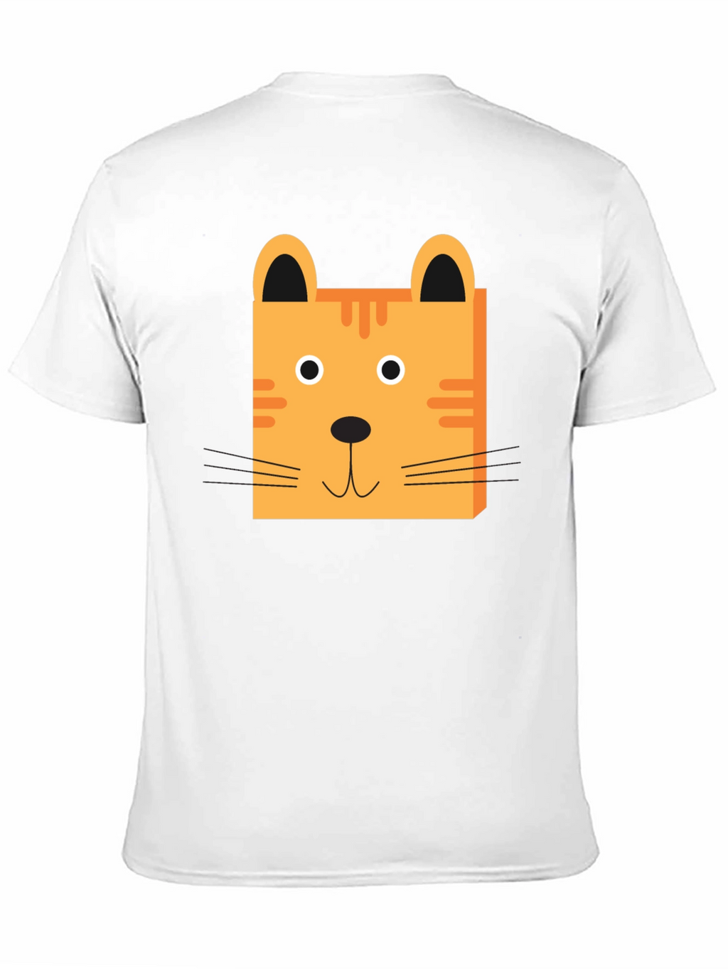 Cute Cartoon Cat Face Black T-Shirt