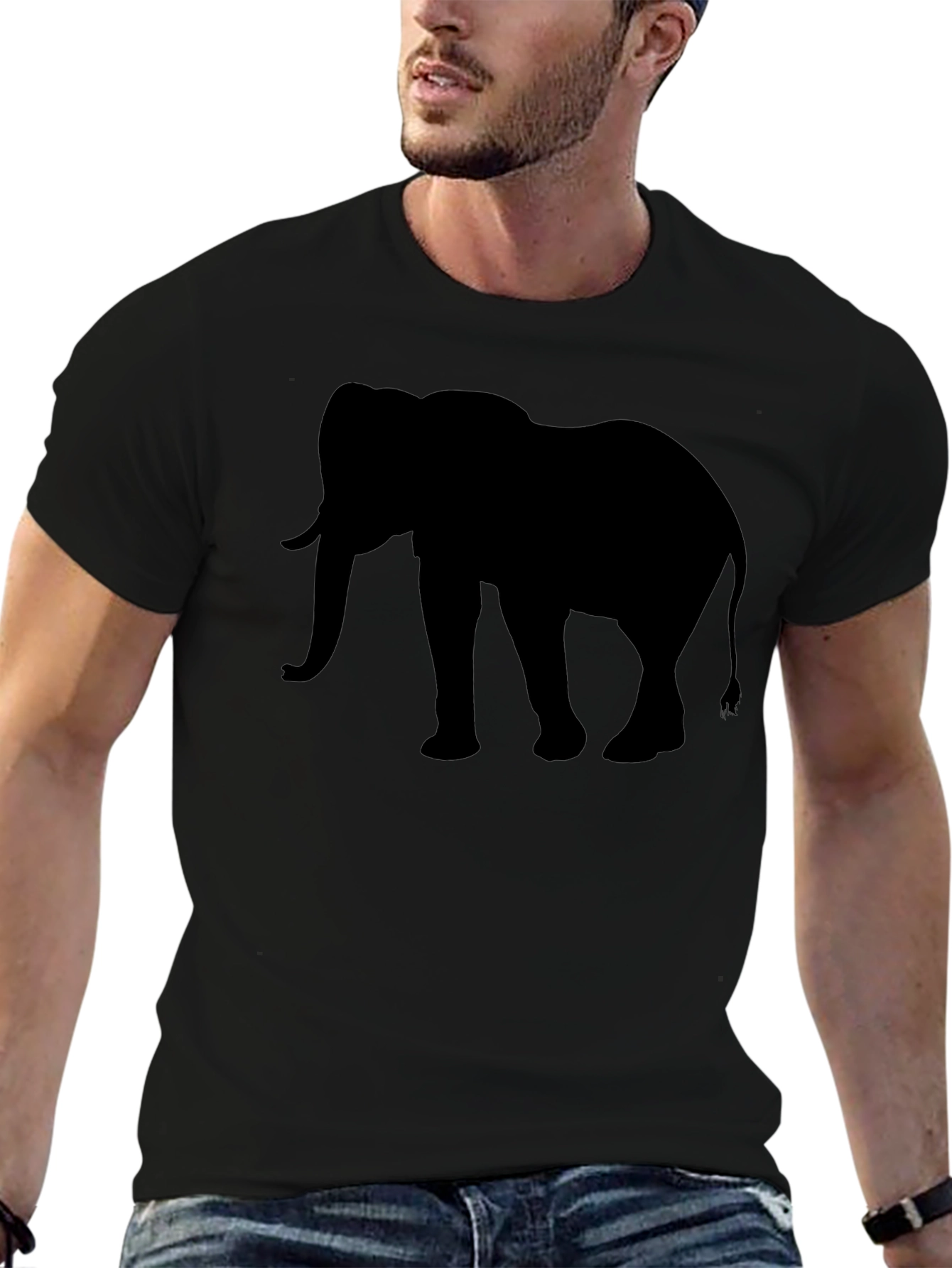 Elephant Silhouette Black T-Shirt - Classic Style