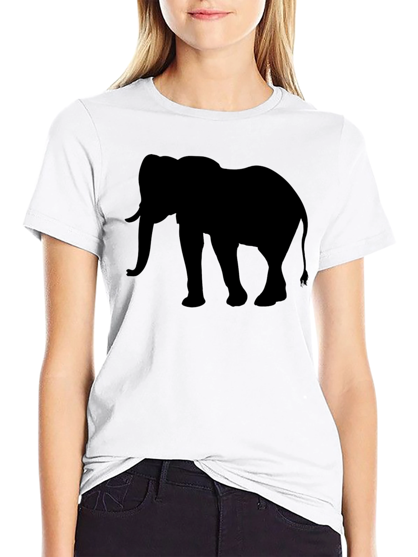 Elephant Silhouette Black T-Shirt - Classic Style
