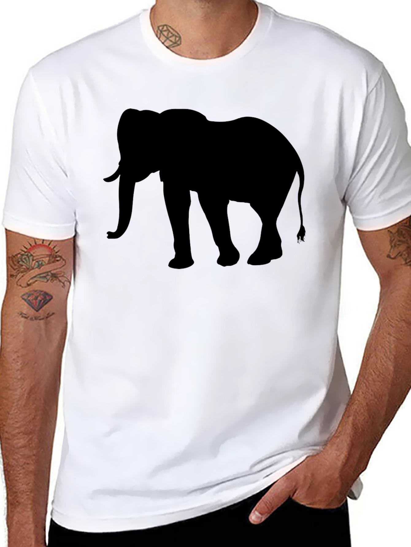 Elephant Silhouette Black T-Shirt - Classic Style