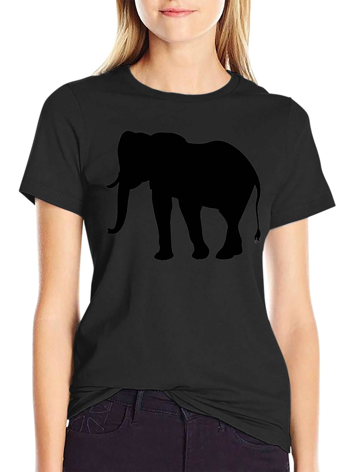 Elephant Silhouette Black T-Shirt - Classic Style