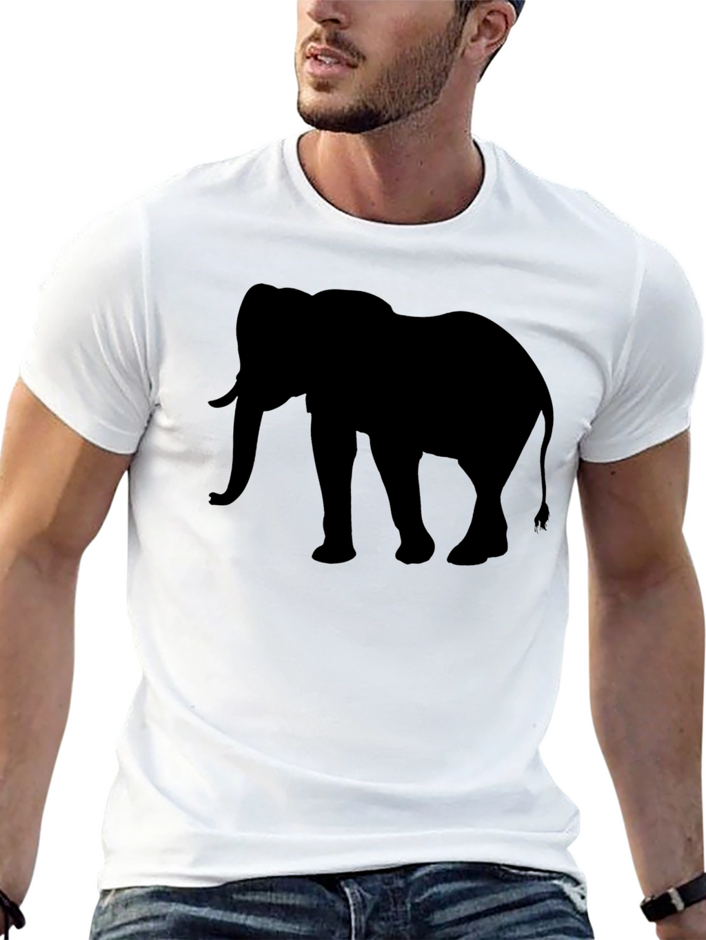 Elephant Silhouette Black T-Shirt - Classic Style