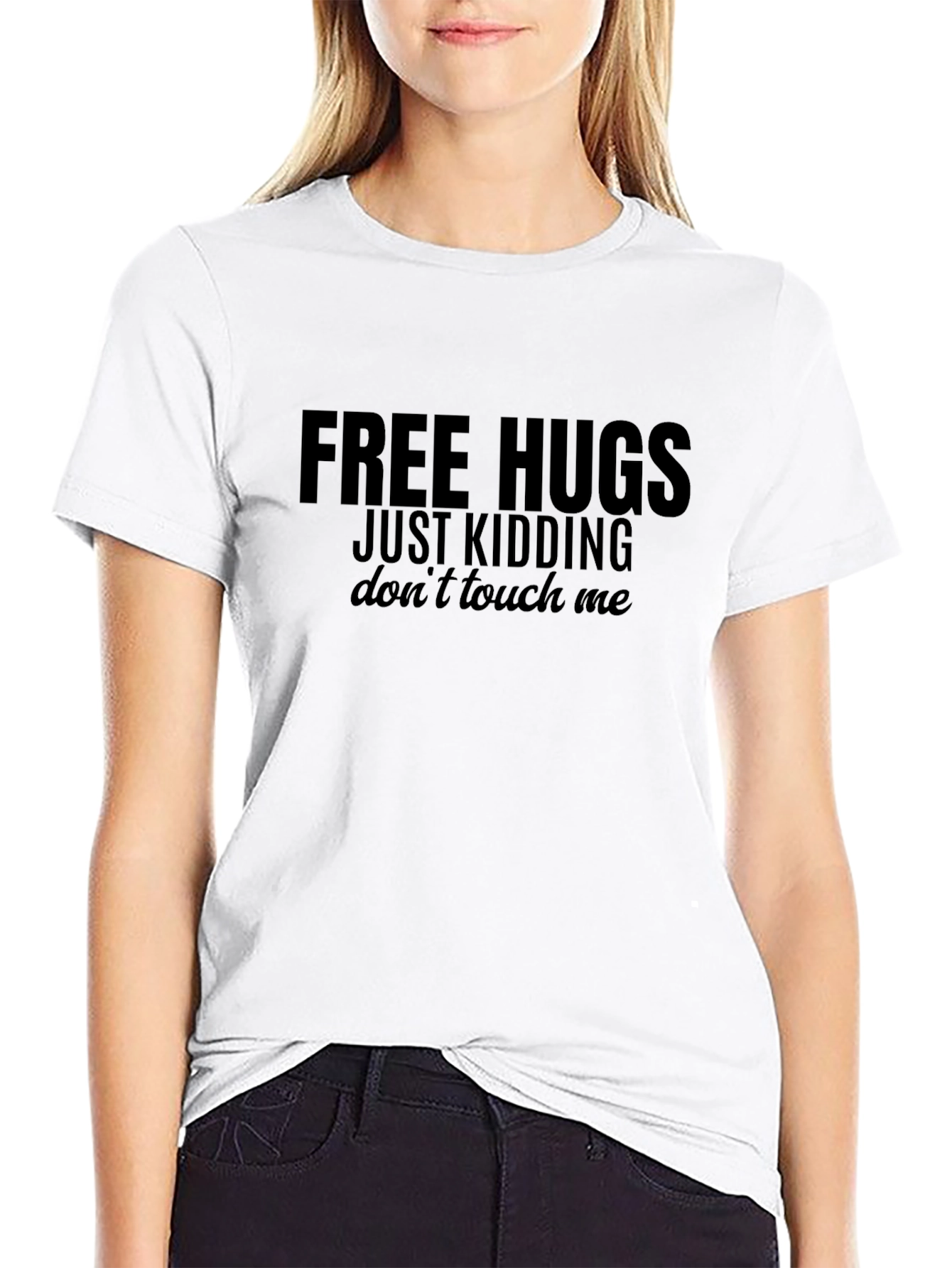 Funny Graphic Tee: Free Hugs - Just Kidding!