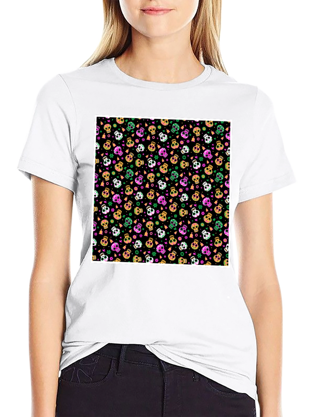 Skull Pattern T-Shirt - Bold Graphic Tee