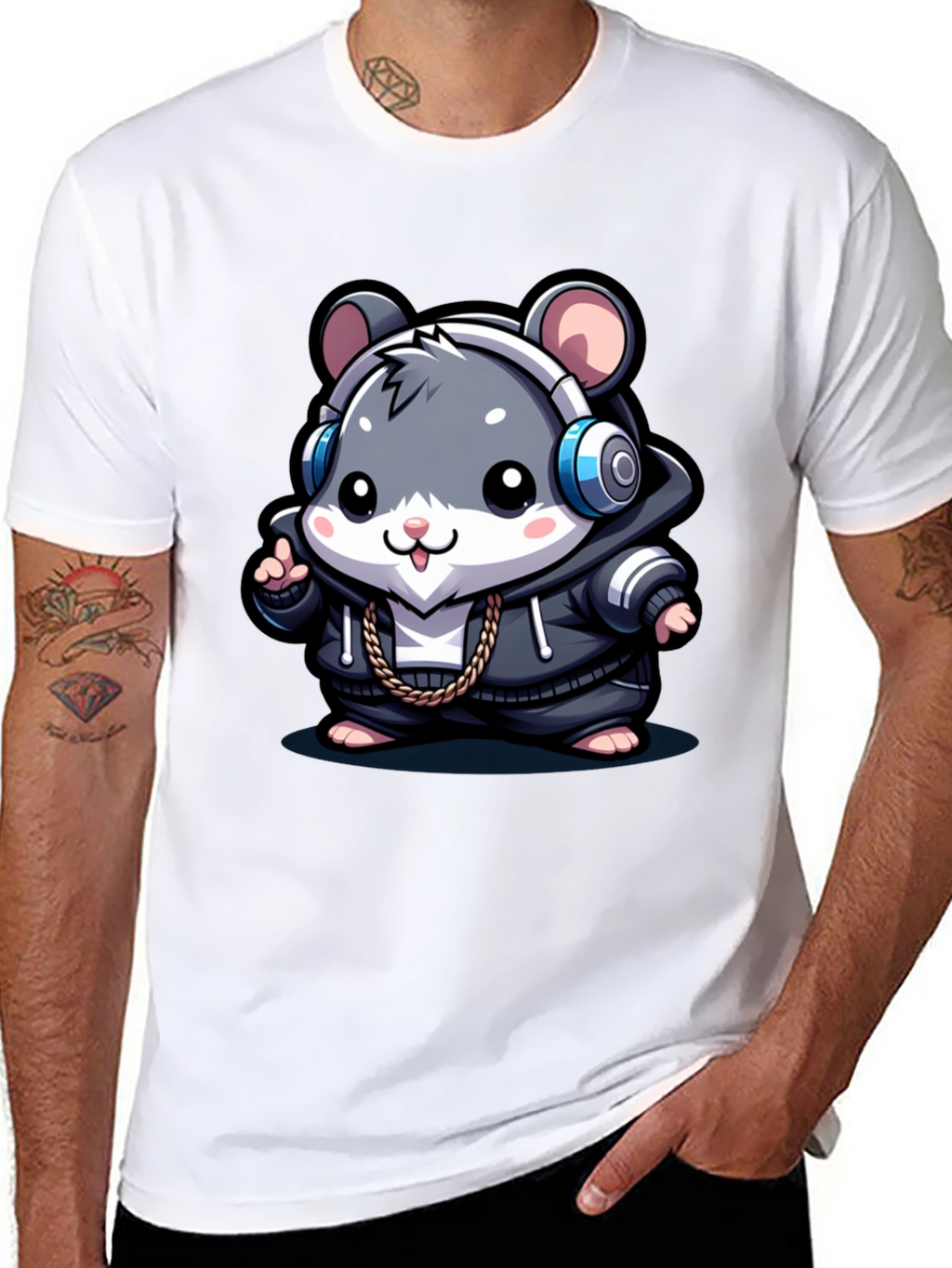 Cool Hamster Graphic Tee - Black