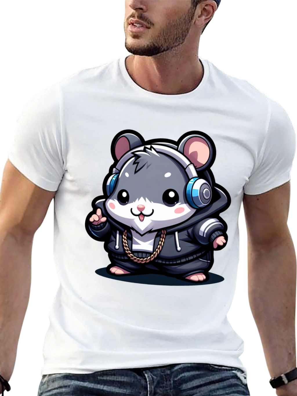 Cool Hamster Graphic Tee - Black