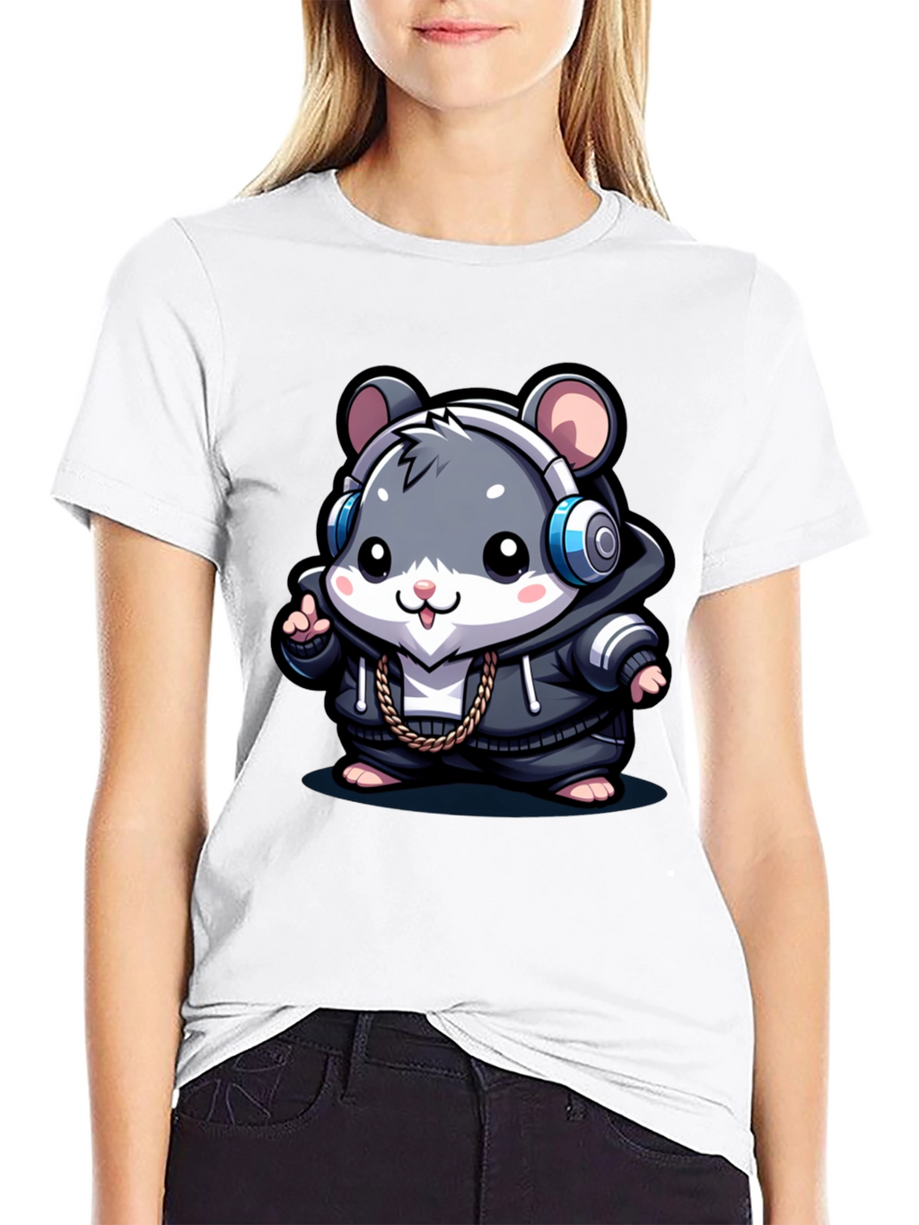 Cool Hamster Graphic Tee - Black