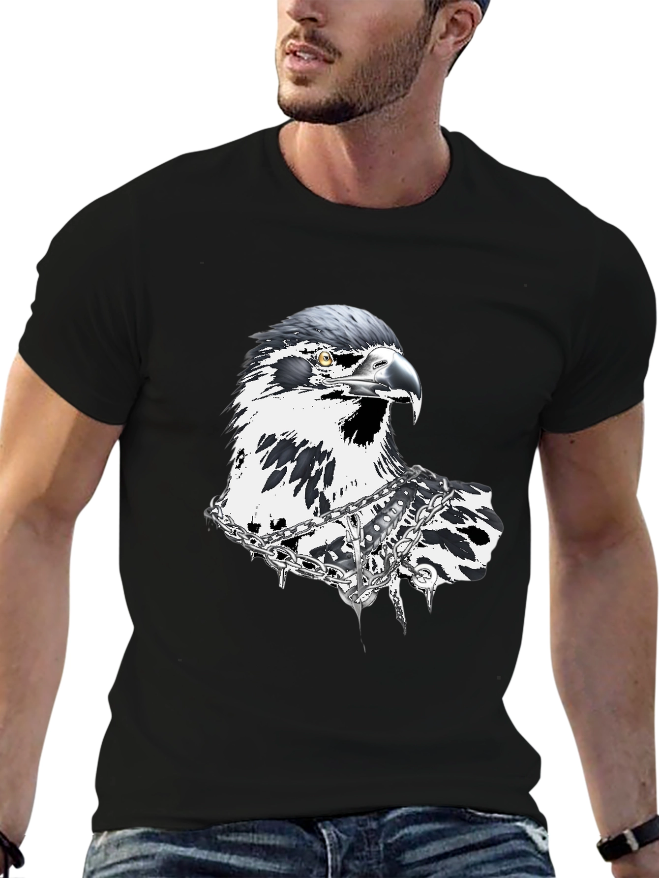 Edgy Eagle Graphic Tee - Black T-Shirt