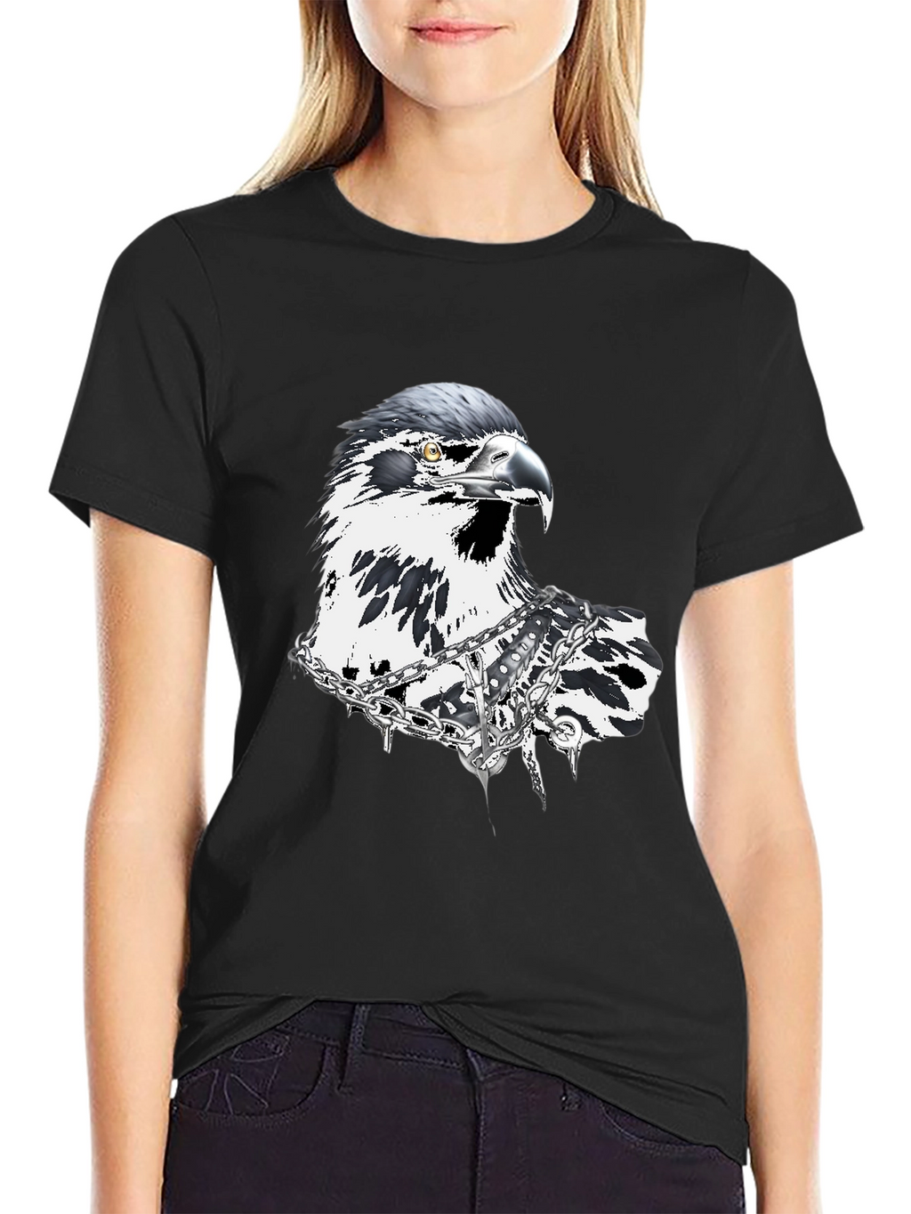 Edgy Eagle Graphic Tee - Black T-Shirt