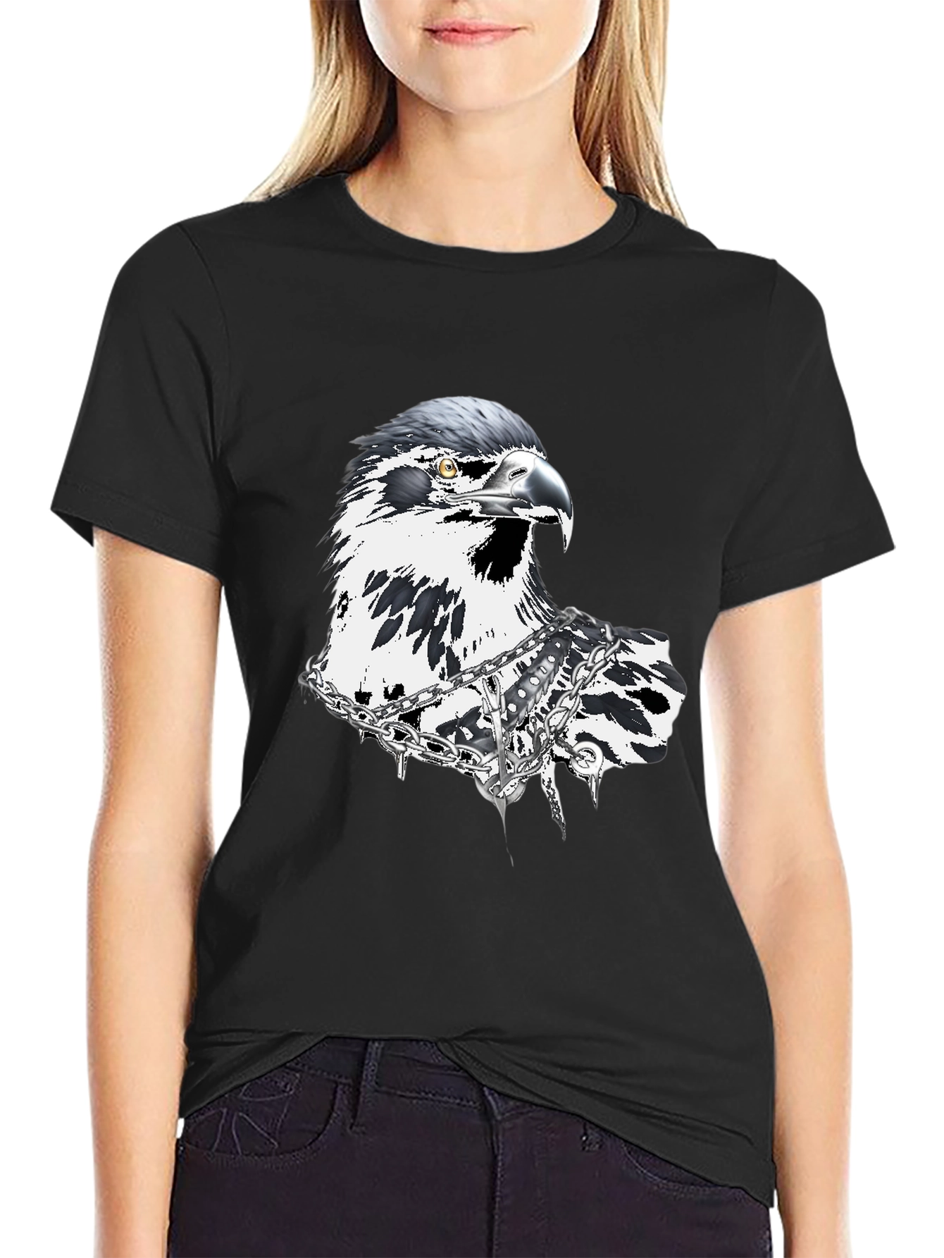 Edgy Eagle Graphic Tee - Black T-Shirt