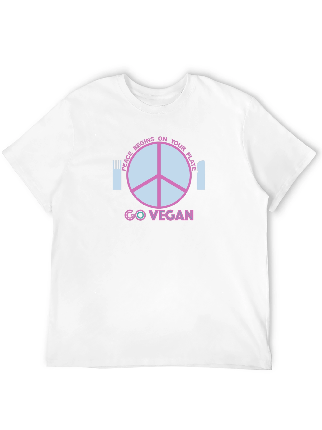 Go Vegan T-Shirt - Peace Begins On Your Plate