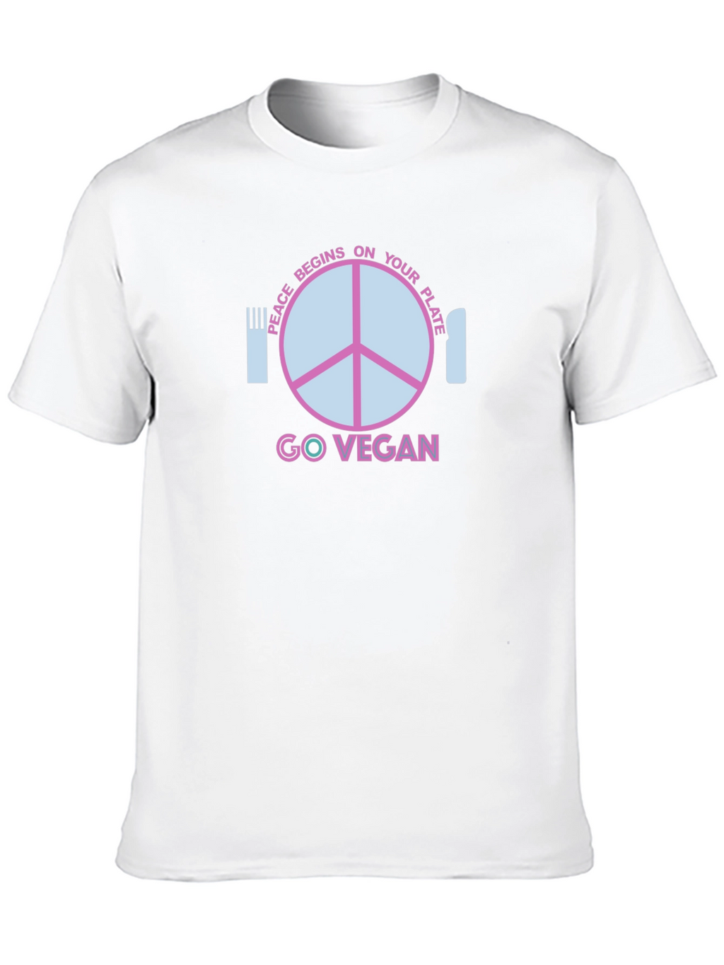 Go Vegan T-Shirt - Peace Begins On Your Plate
