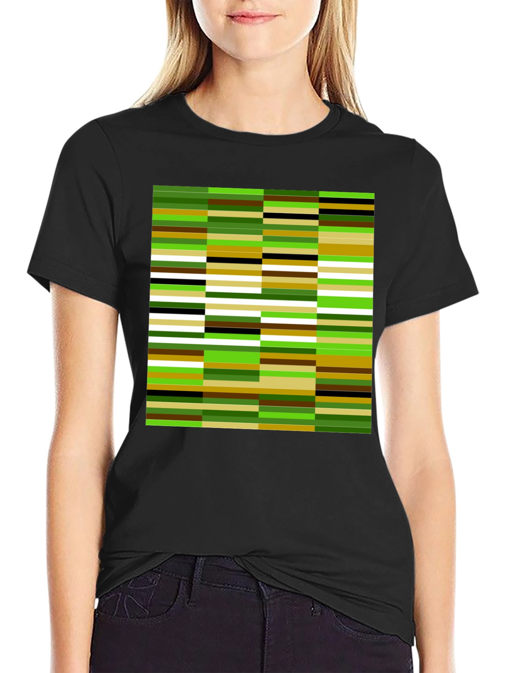 Modern Abstract Stripe Graphic Tee - Black