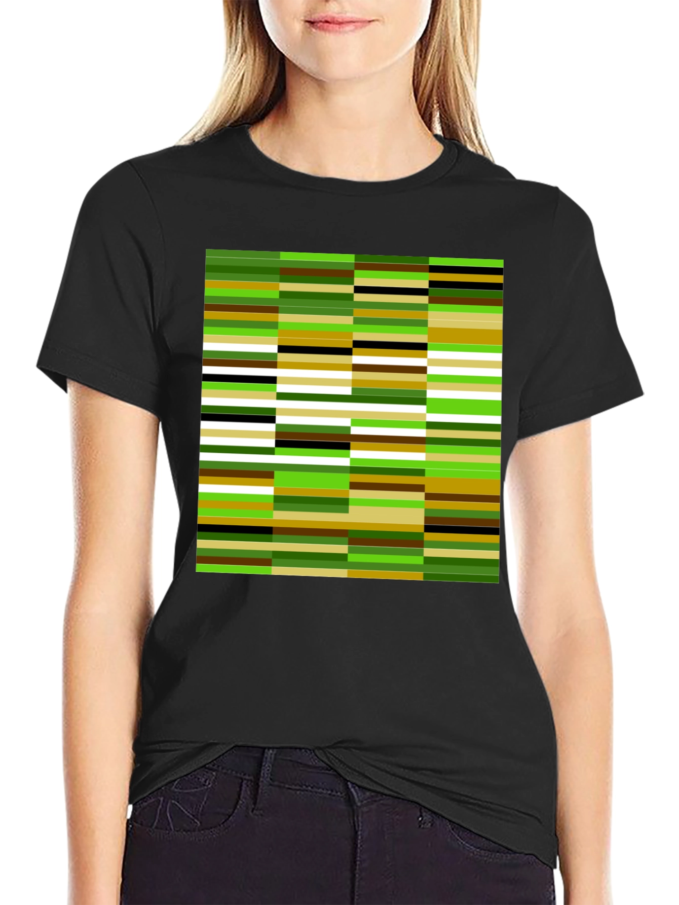 Modern Abstract Stripe Graphic Tee - Black