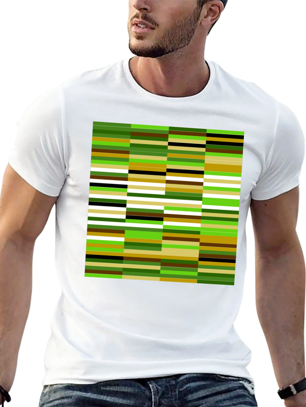 Modern Abstract Stripe Graphic Tee - Black