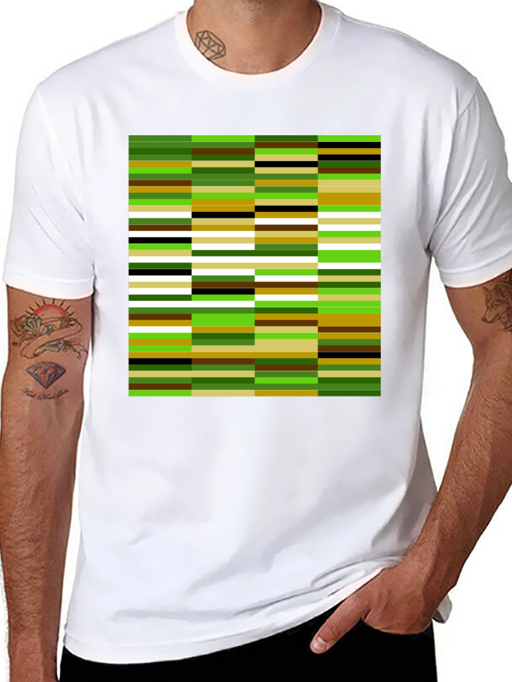 Modern Abstract Stripe Graphic Tee - Black