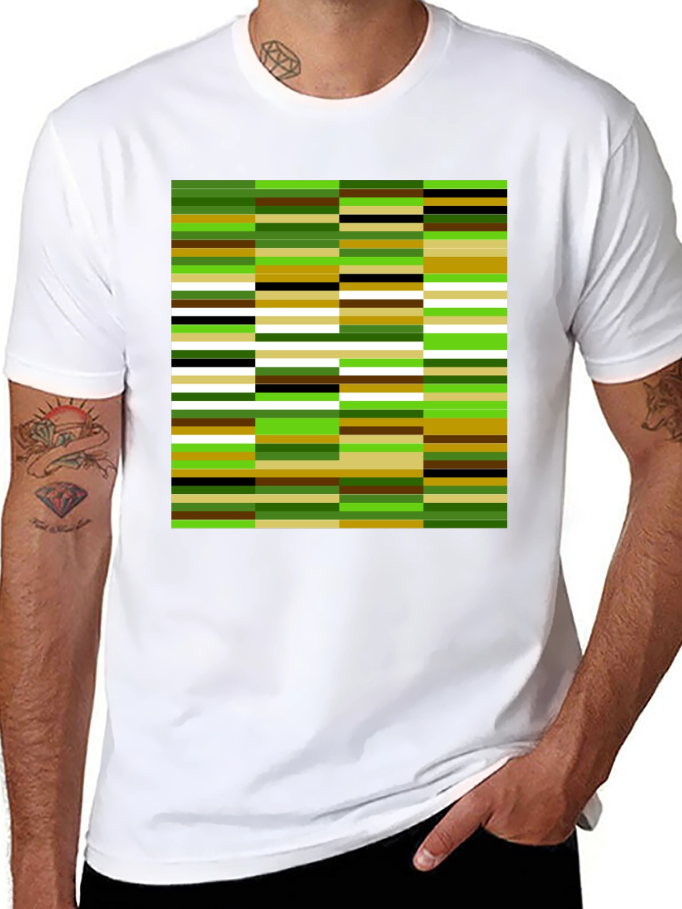 Modern Abstract Stripe Graphic Tee - Black