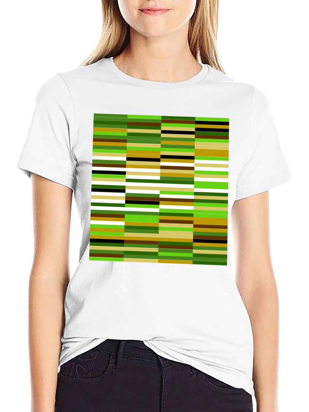 Modern Abstract Stripe Graphic Tee - Black