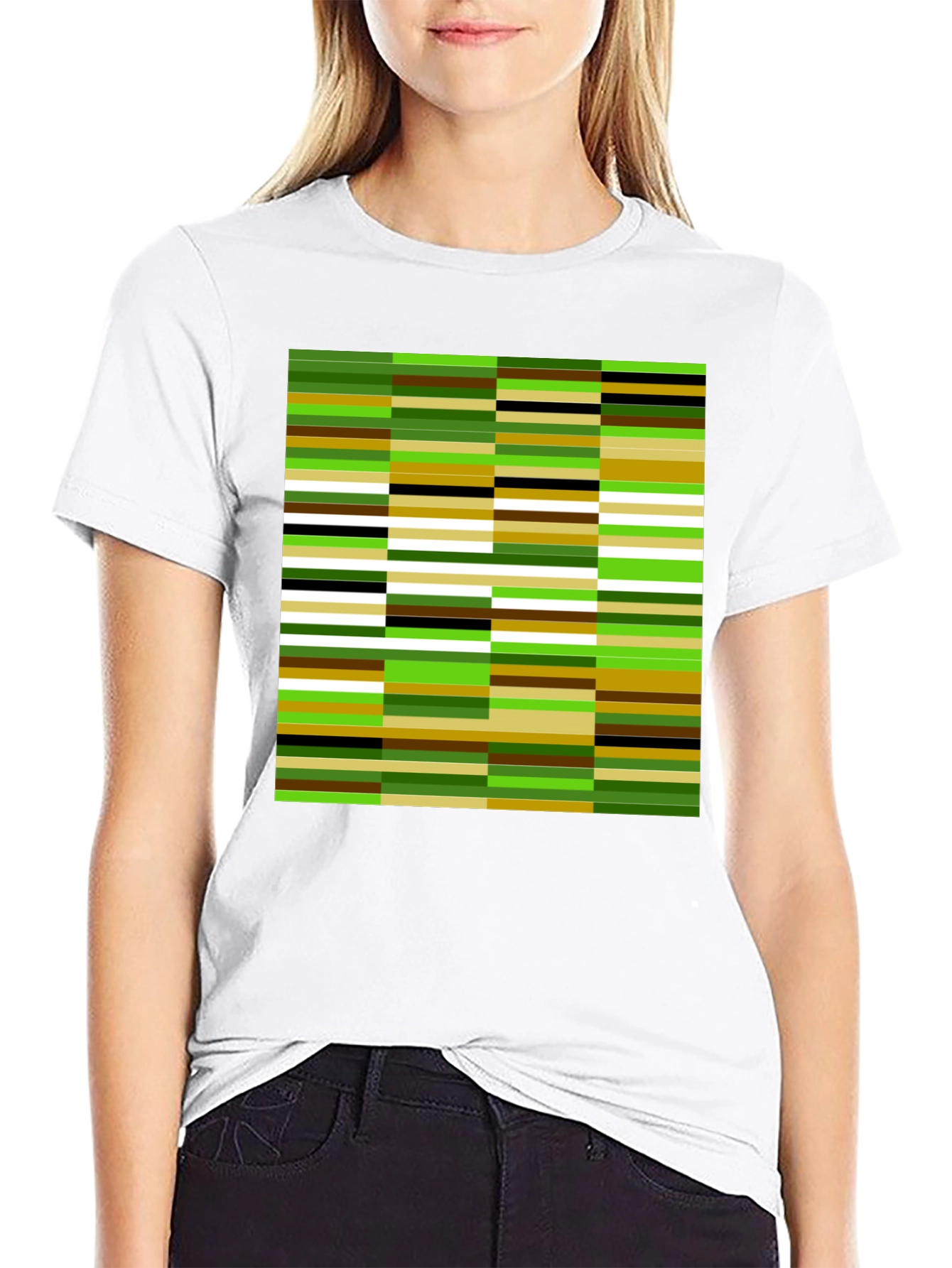 Modern Abstract Stripe Graphic Tee - Black