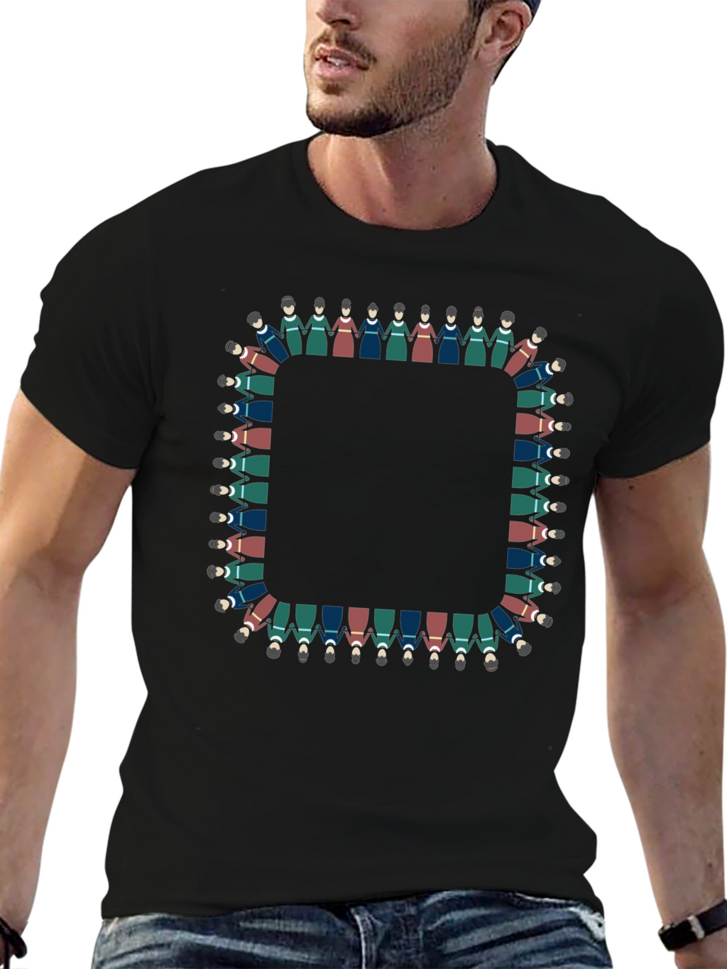 Circle of People Graphic Tee - Unisex Black T-Shirt