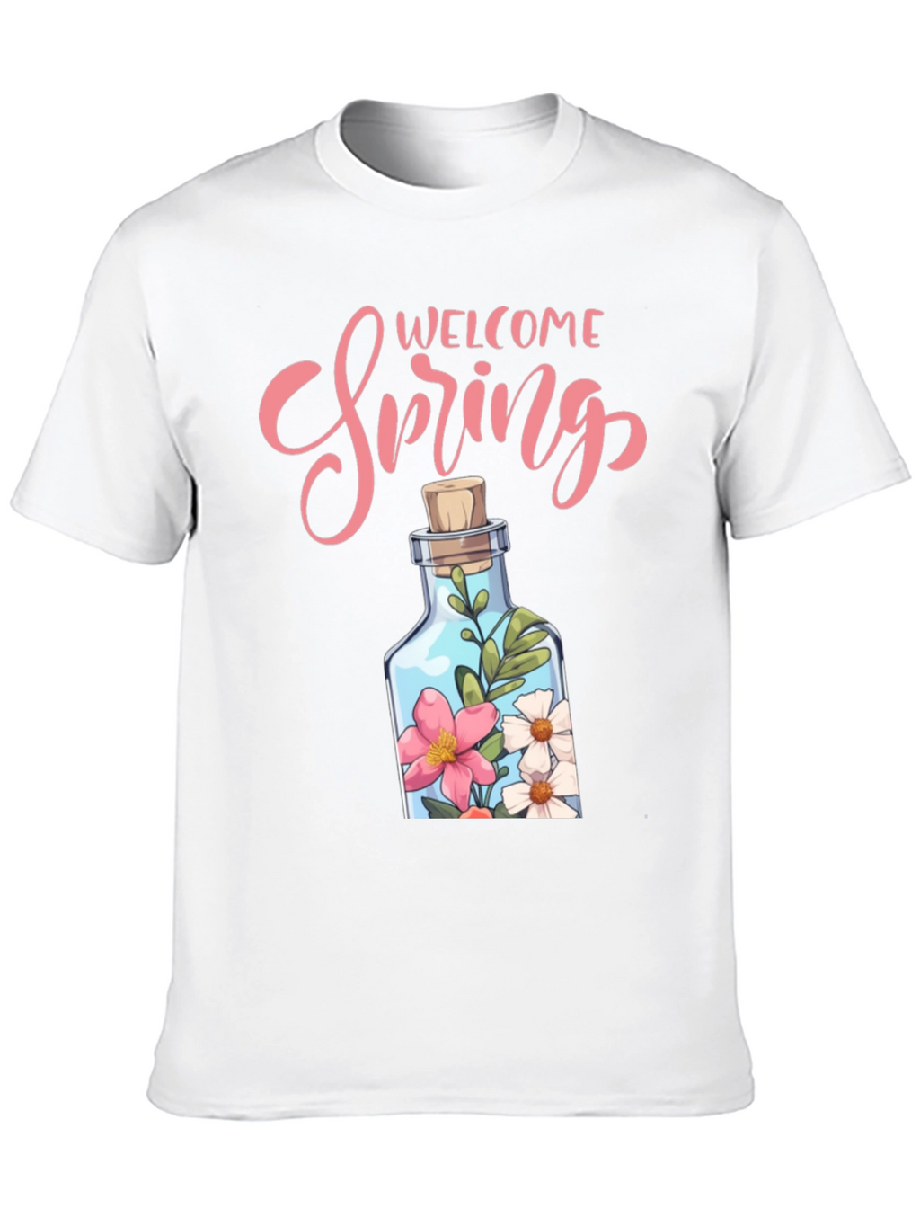 Welcome Spring Graphic Tee - Floral Bottle Design