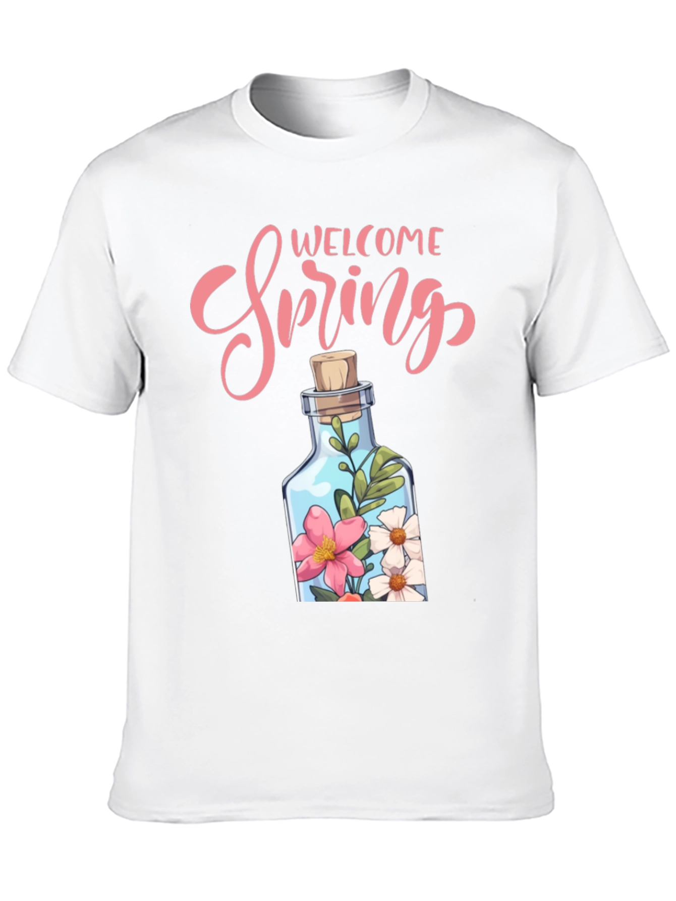 Welcome Spring Graphic Tee - Floral Bottle Design