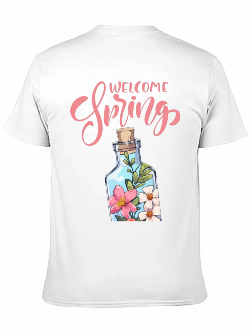 Welcome Spring Graphic Tee - Floral Bottle Design