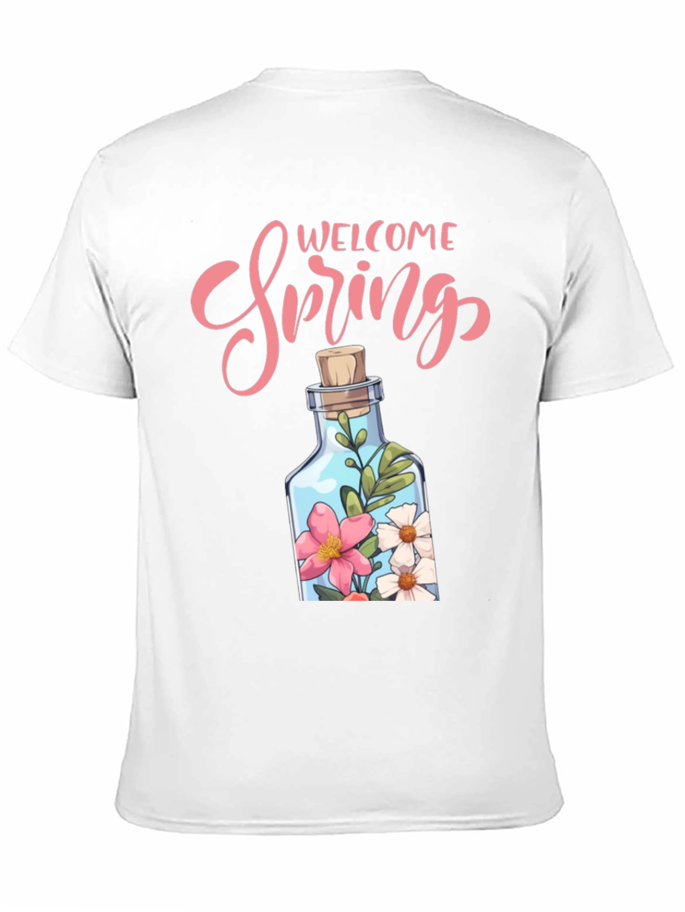 Welcome Spring Graphic Tee - Floral Bottle Design