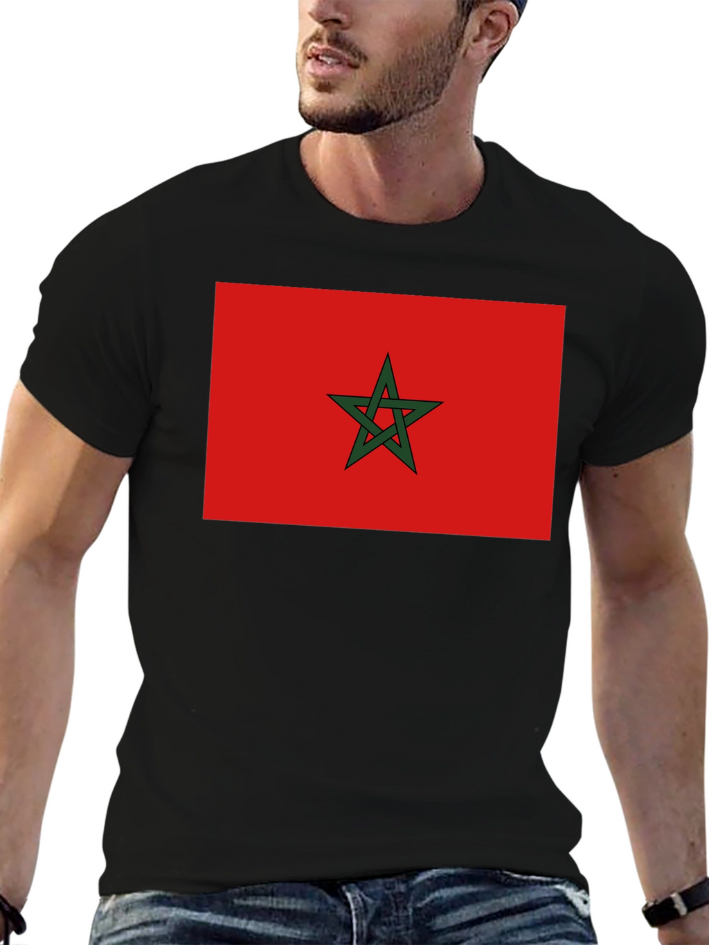 Morocco Flag T-Shirt - Black