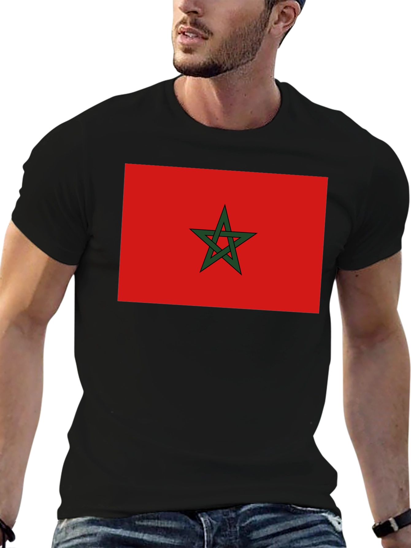 Morocco Flag T-Shirt - Black