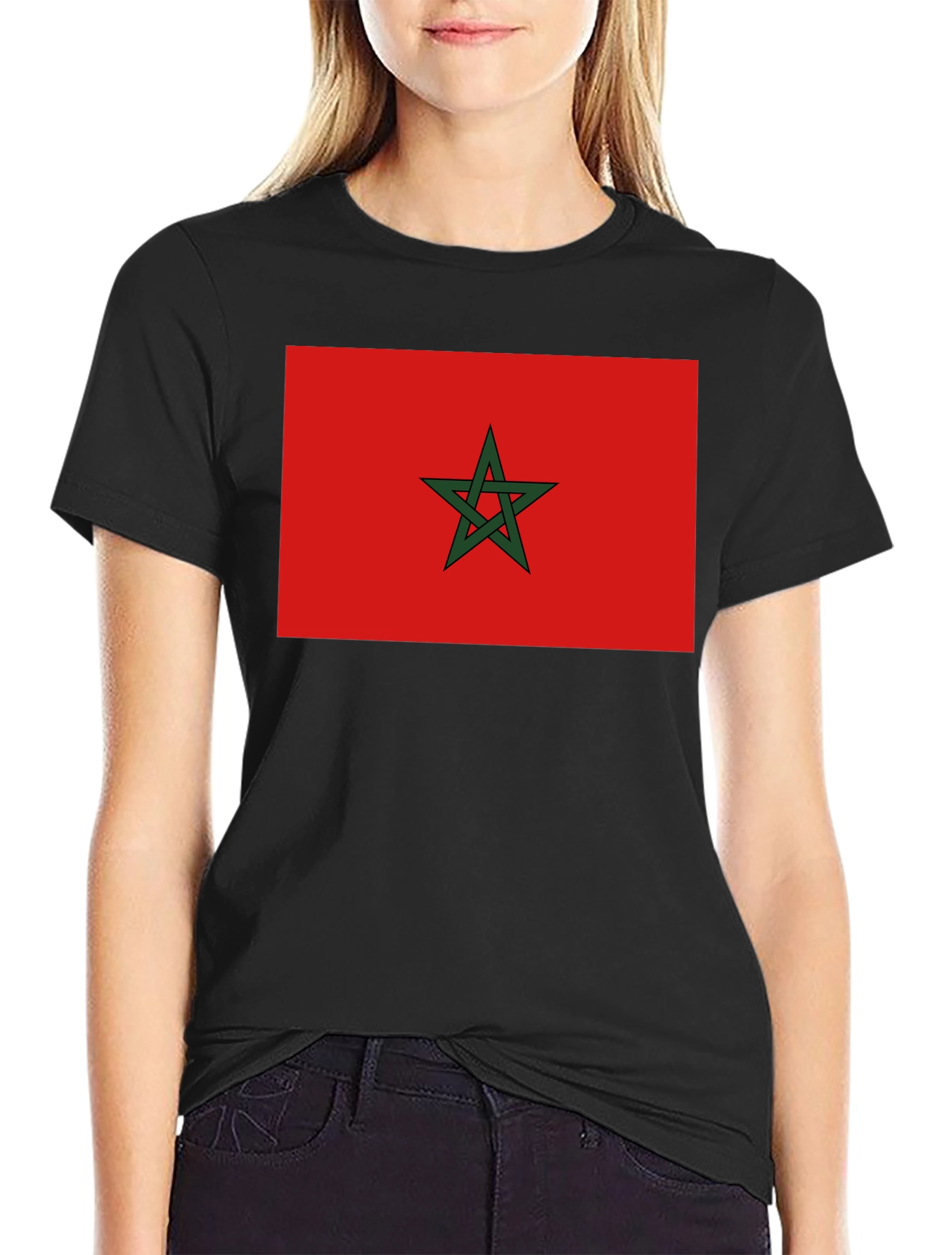 Morocco Flag T-Shirt - Black