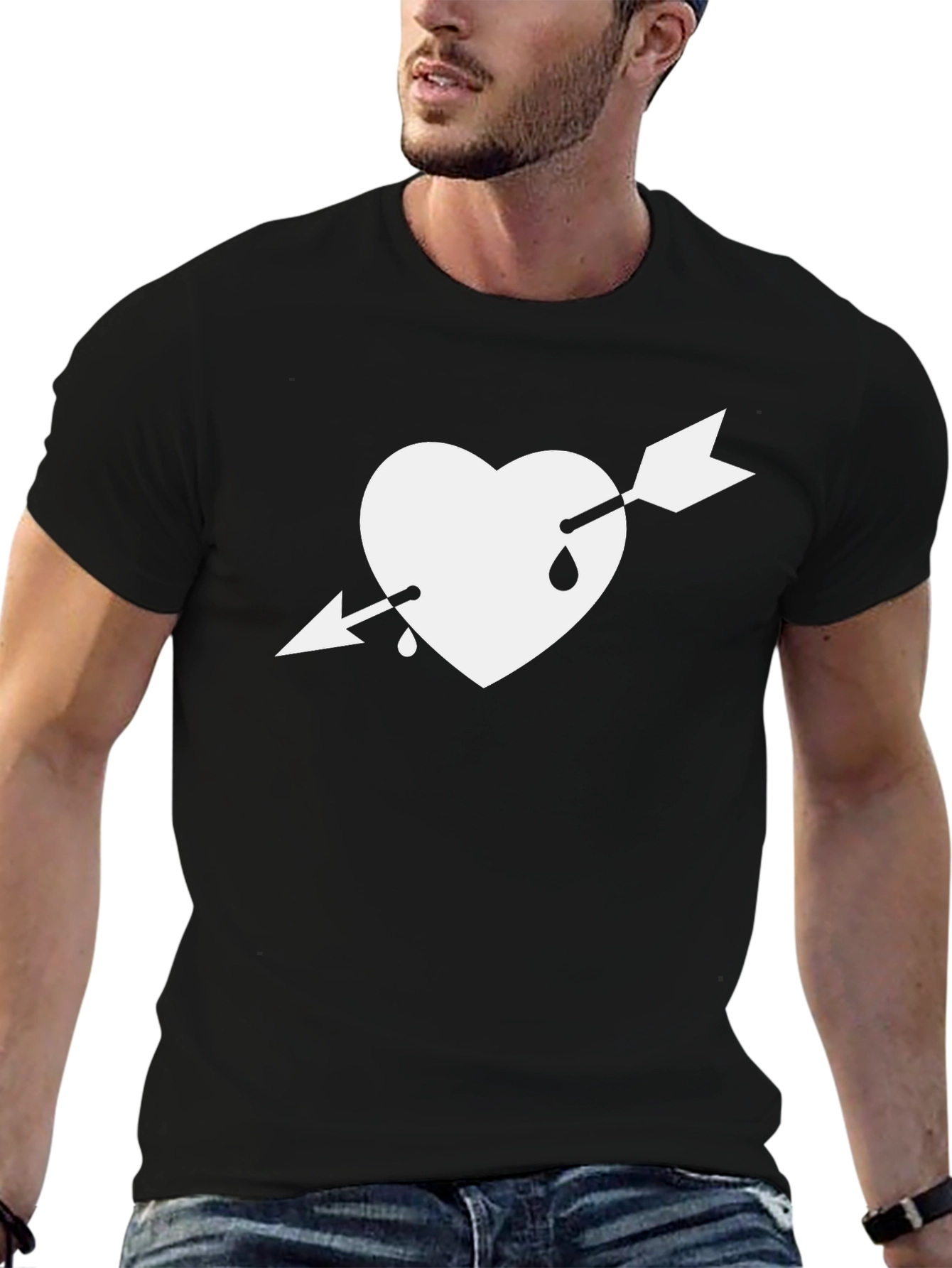 Heart Arrow Graphic Tee - Black Unisex T-Shirt